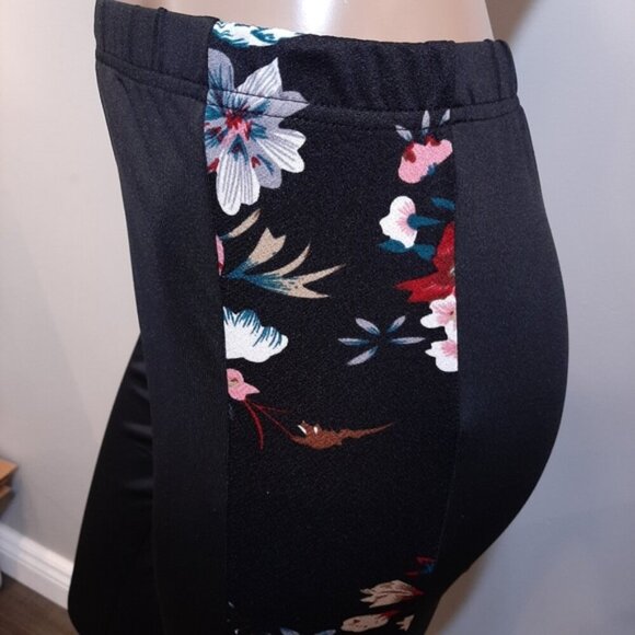 3/$20 Emery Rose High Waist Leggings Floral Spliced Side Striped Contrast Skinny - Picture 8 of 13
